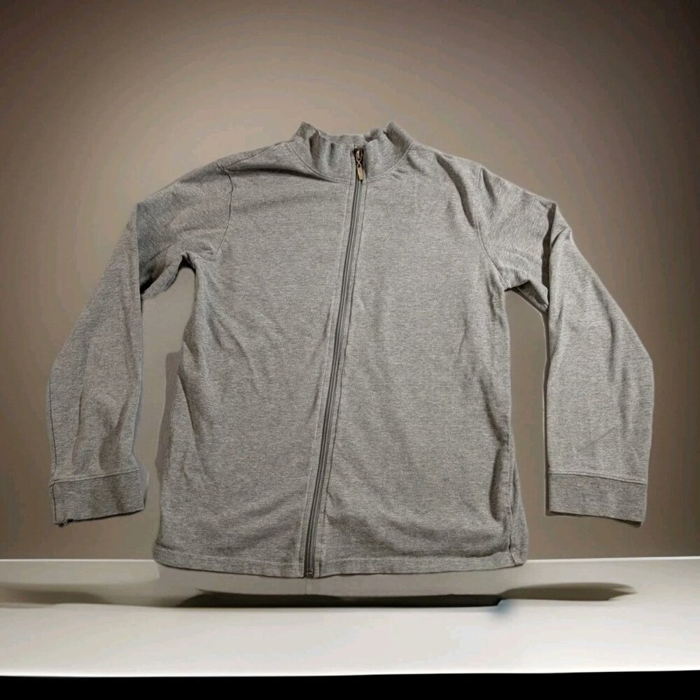 Style & Co. Women's Mock Sweatshirt  Medium Hearher Gray Full Zip Pockets